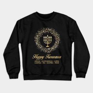 Happy Kwanzaa, Cultural Celebration. Holiday candles in a ring of stars Crewneck Sweatshirt